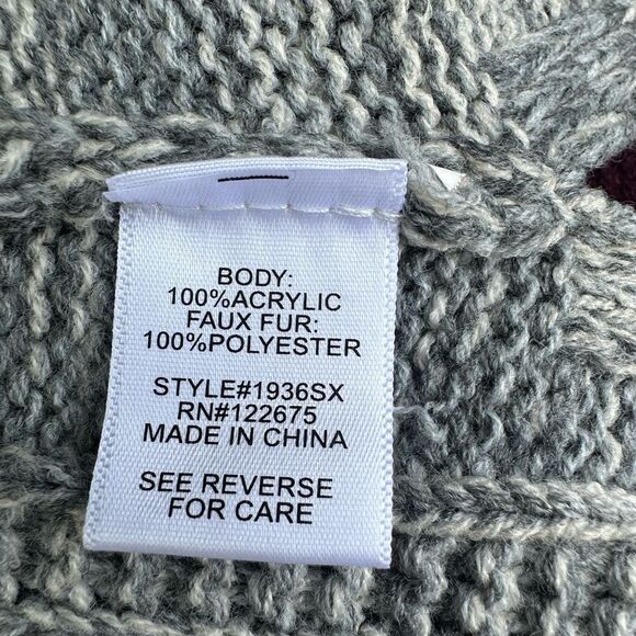 Gray and Cream Cable Knit Cardigan Sweater Hoodie - Picture 5 of 6